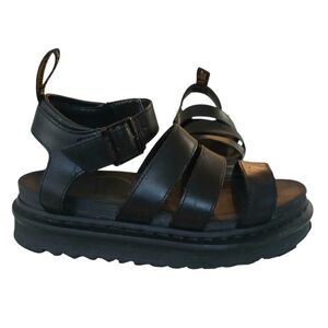 DR MARTENS Blaire Chunky Platform Sandals Women's 7 Black Leather Ankle Strap